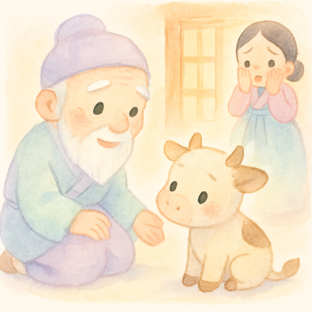 소가 된 아이에게 다시 사람이 될 방법을 알려주는 할아버지